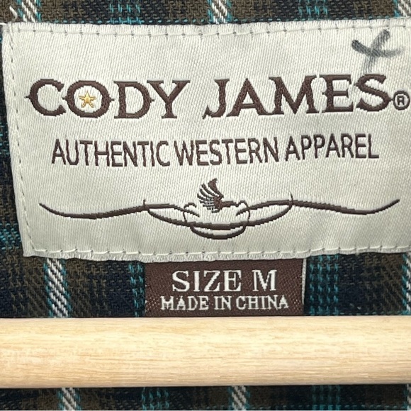 Cody James M Flannel Blue Tan Plaid Pearl Snap Western Shirt - Picture 8 of 11